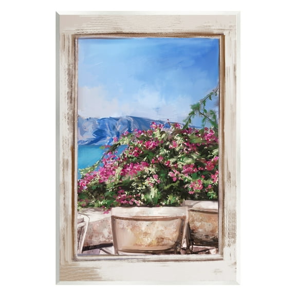 Stupell Industries Through Window View Seaside Flower Garden Scene Painting Unframed Art Print Wall Art, Design by Ziwei Li