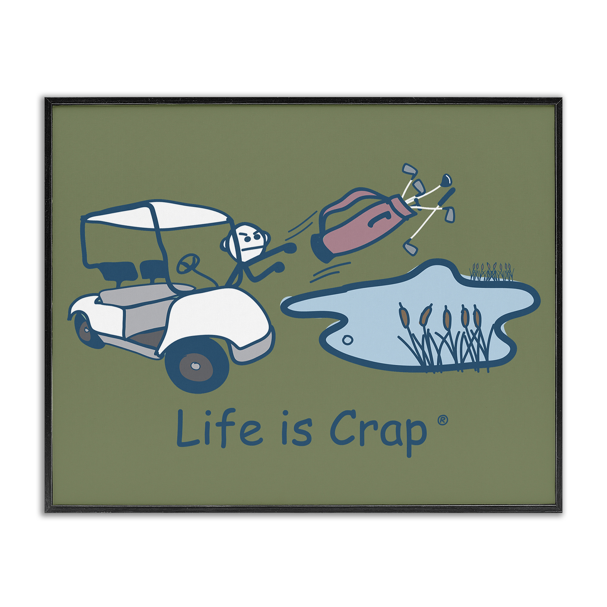 Stupell Industries Throwing Golf Clubs Novelty & Humor Painting Black Framed Art Print Wall Art, 20 x 16