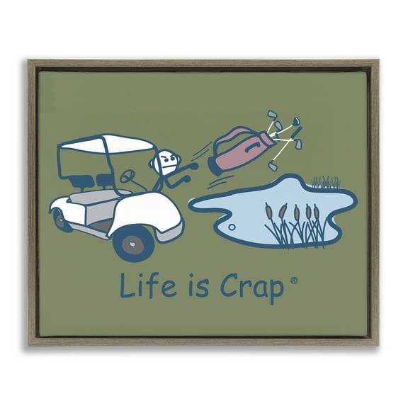 Stupell Industries Throwing Golf Clubs Novelty & Humor Painting Brown Floater Framed Canvas Art Print Wall Art, 31 x 25