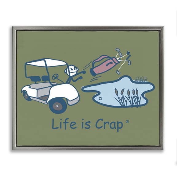 Stupell Industries Throwing Golf Clubs Novelty & Humor Painting Gray Floater Framed Canvas Art Print Wall Art, 21 x 17