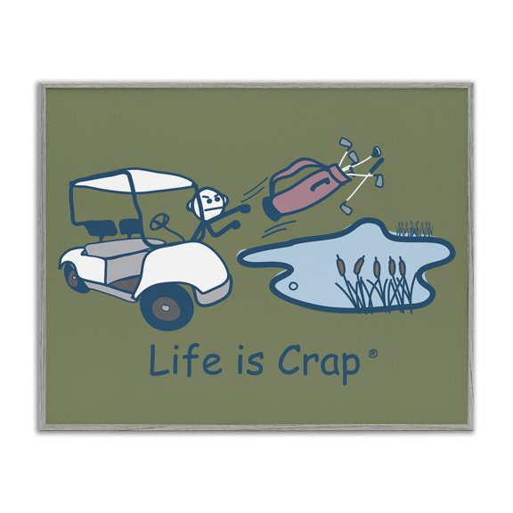 Stupell Industries Throwing Golf Clubs Novelty & Humor Painting Gray Framed Art Print Wall Art, 30 x 24