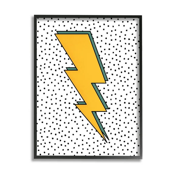 Stupell Industries Thunderbolt Comic Book Symbol Polka Dot Background,11 x 14, Design by JJ Design House LLC