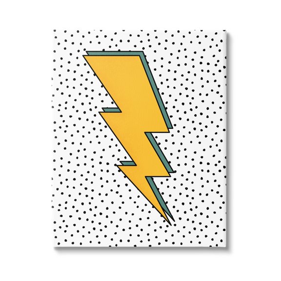 Stupell Industries Thunderbolt Comic Book Symbol Polka Dot Background,16 x 20, Design by JJ Design House LLC