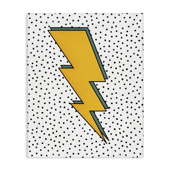 Stupell Industries Modern Thunderbolt Comic Book Symbol Polka Dot Background Canvas Art, 24 x 30, by JJ Design House LLC