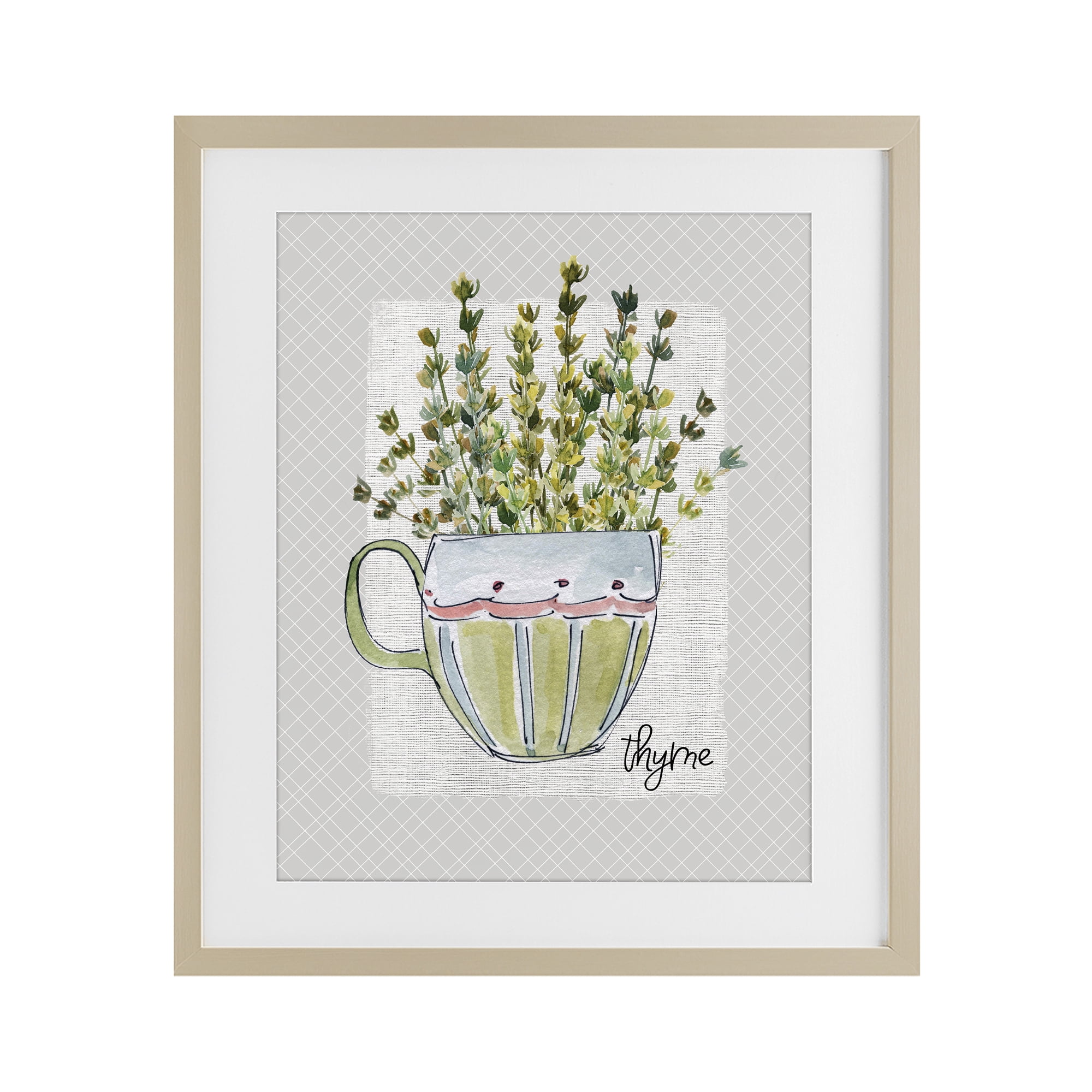 Stupell Industries Thyme Herb Mug Birch Framed Print Under Glass, design by Livi Finn