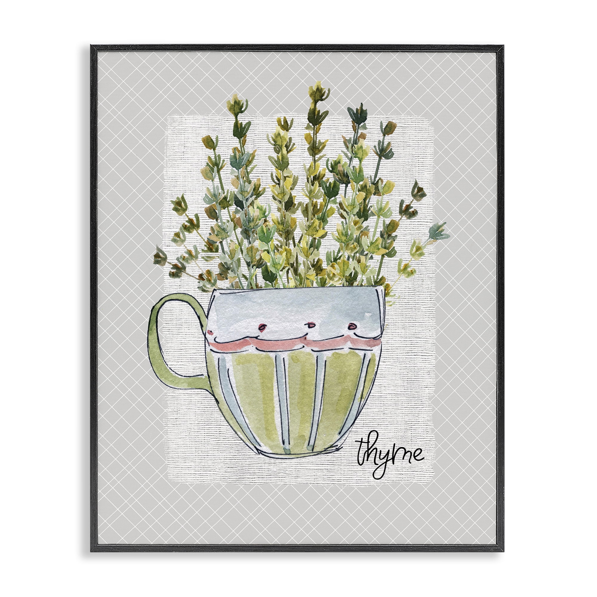Stupell Industries Thyme Herb Mug Black Framed Giclee Art, design by Livi Finn