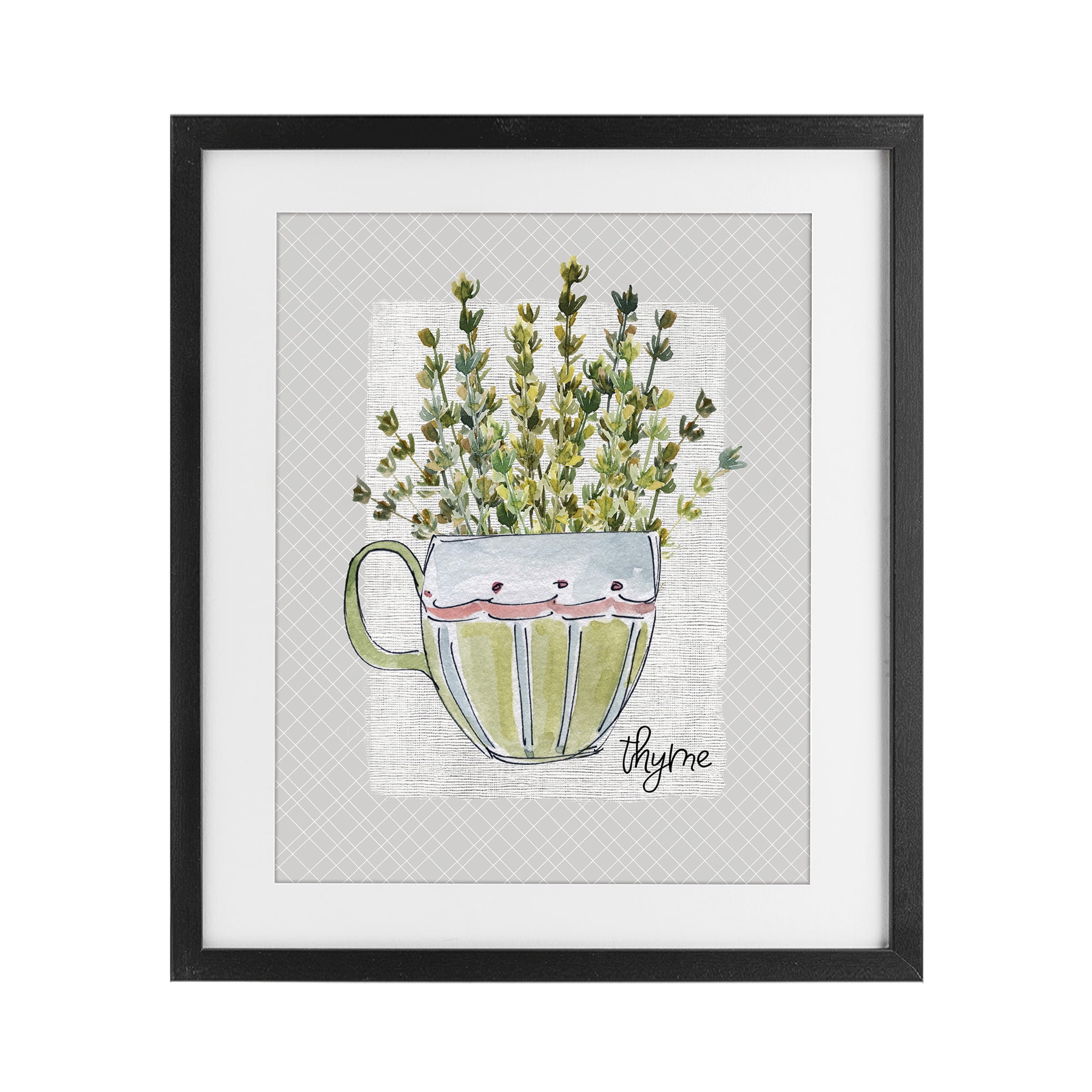 Stupell Industries Thyme Herb Mug Black Framed Print Under Glass, design by Livi Finn