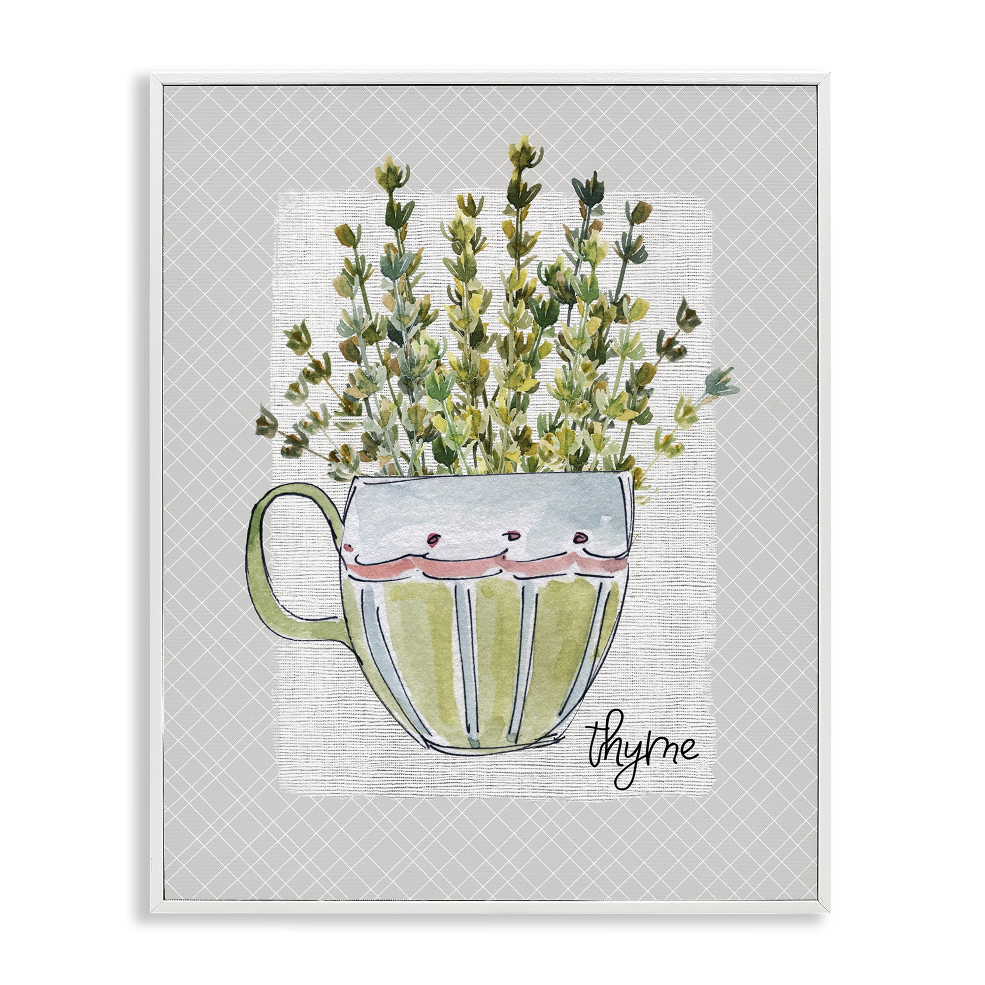 Stupell Industries Thyme Herb Mug White Framed Giclee Art, design by Livi Finn