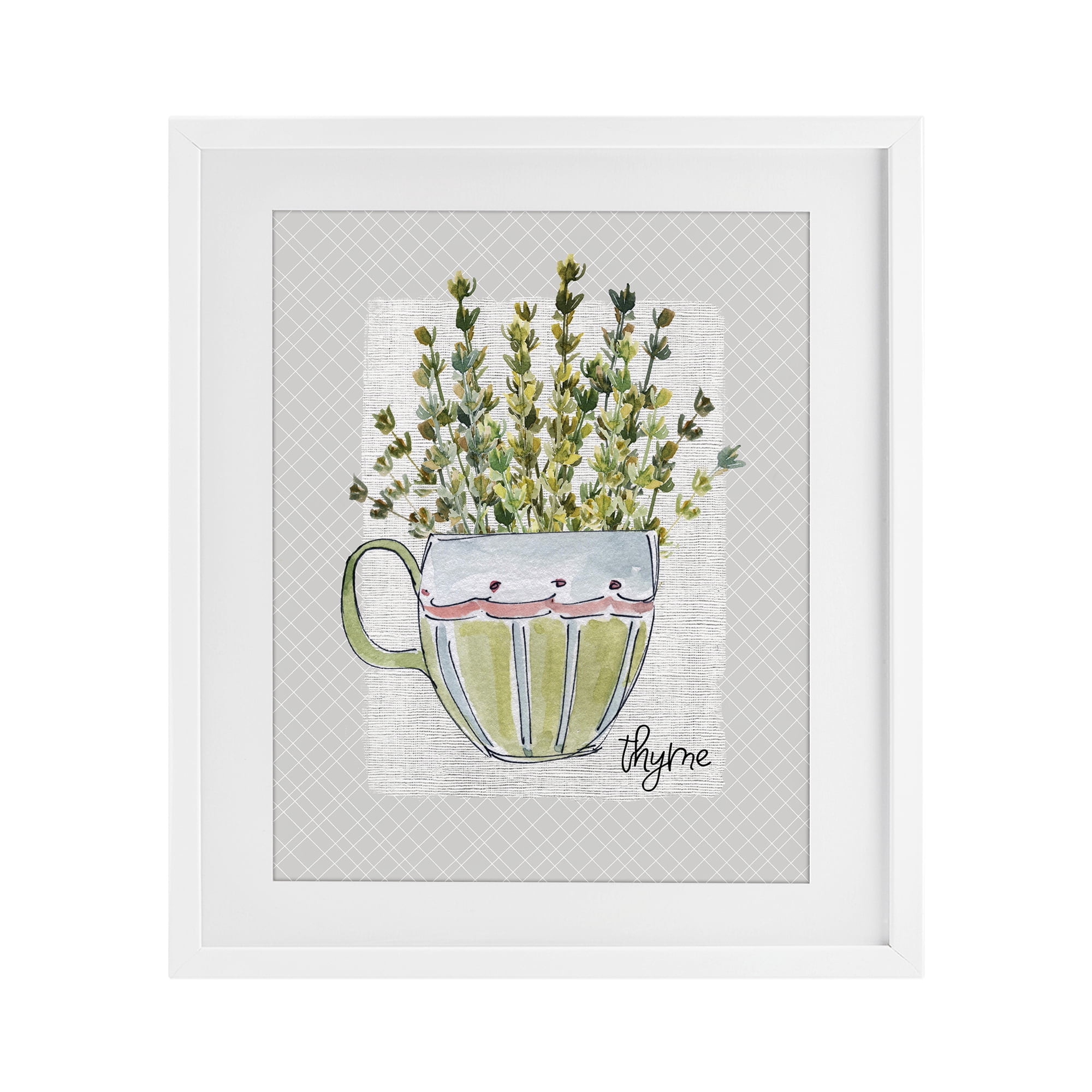Stupell Industries Thyme Herb Mug White Framed Print Under Glass, design by Livi Finn