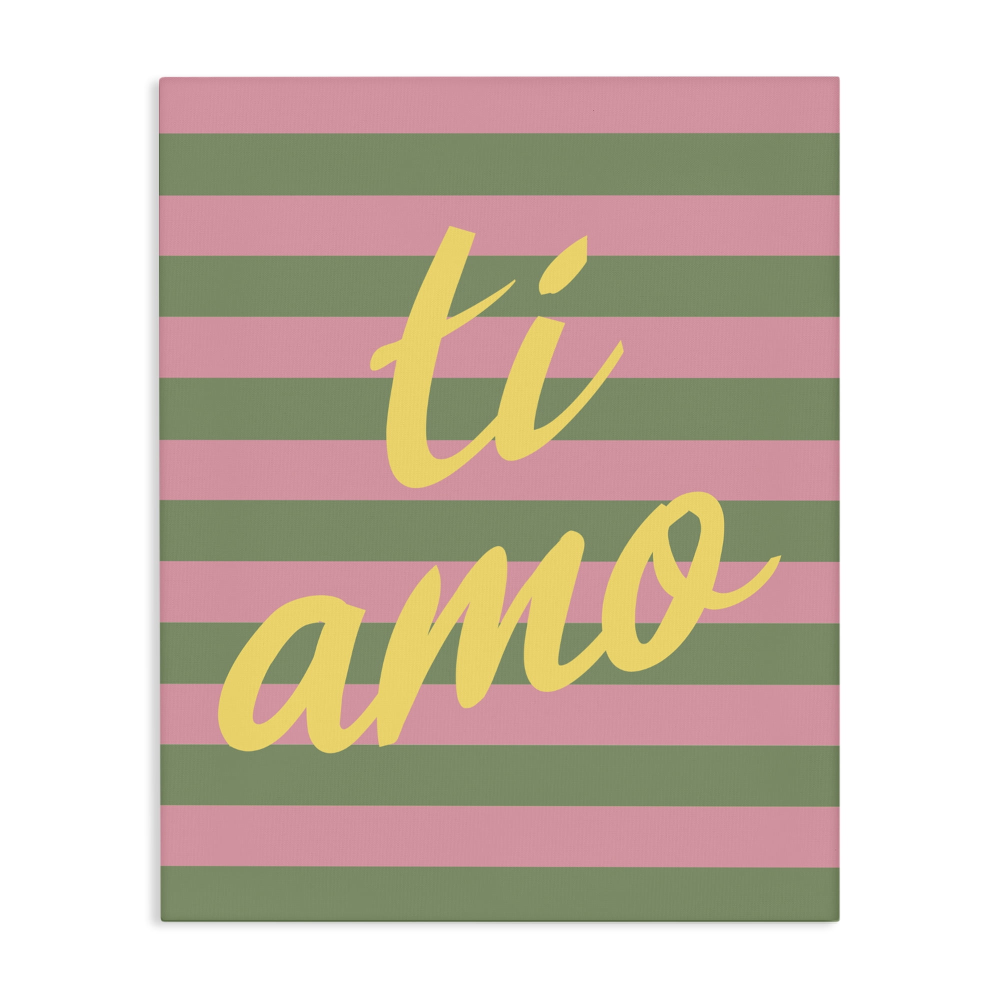 Stupell Industries Ti Amo Pink Green Stripes Canvas Wall Art, design by SD Graphics Studio