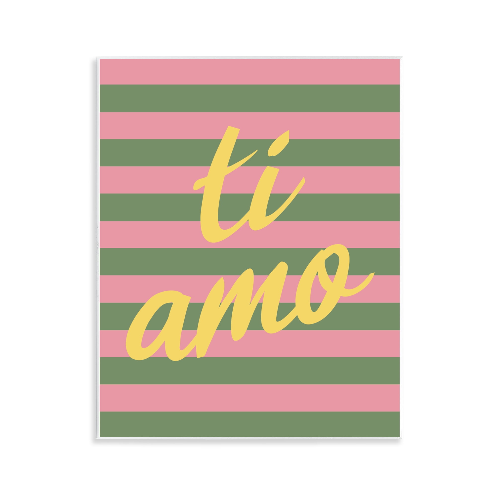 Stupell Industries Ti Amo Pink Green Stripes Wall Plaque Art, design by SD Graphics Studio