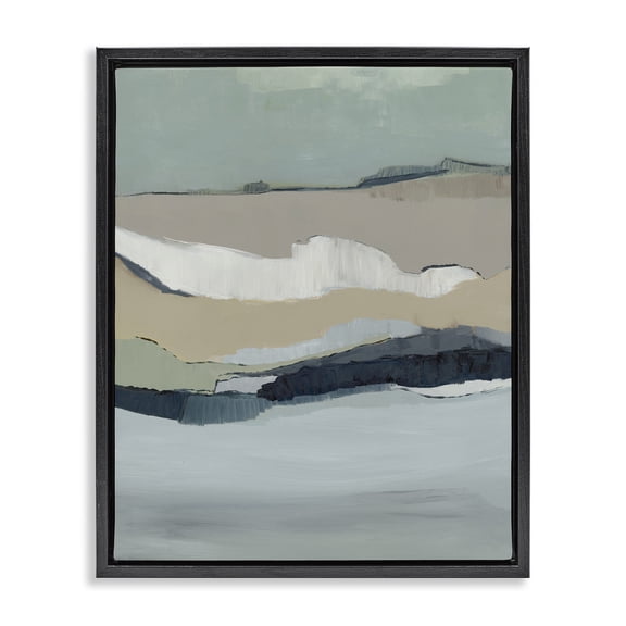 Stupell Industries Tidal Terrain Abstraction Black Framed Floater Canvas Wall Art design by Jacob Q, 21 x 17