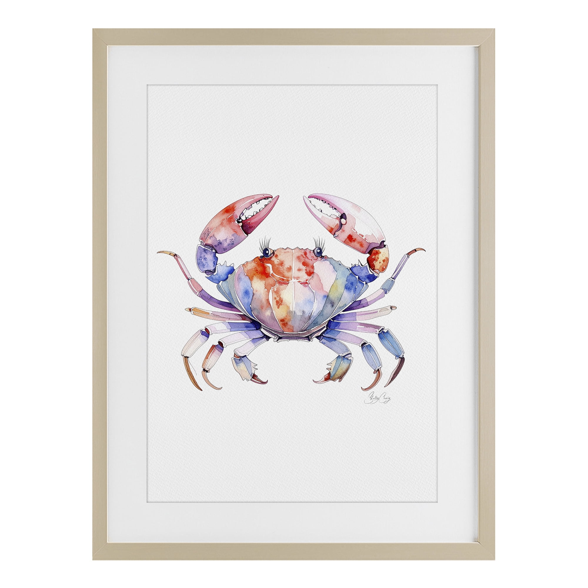 Stupell Industries Tide Dancer Crab Birch Framed Print Under Glass, design by Shelly Craig