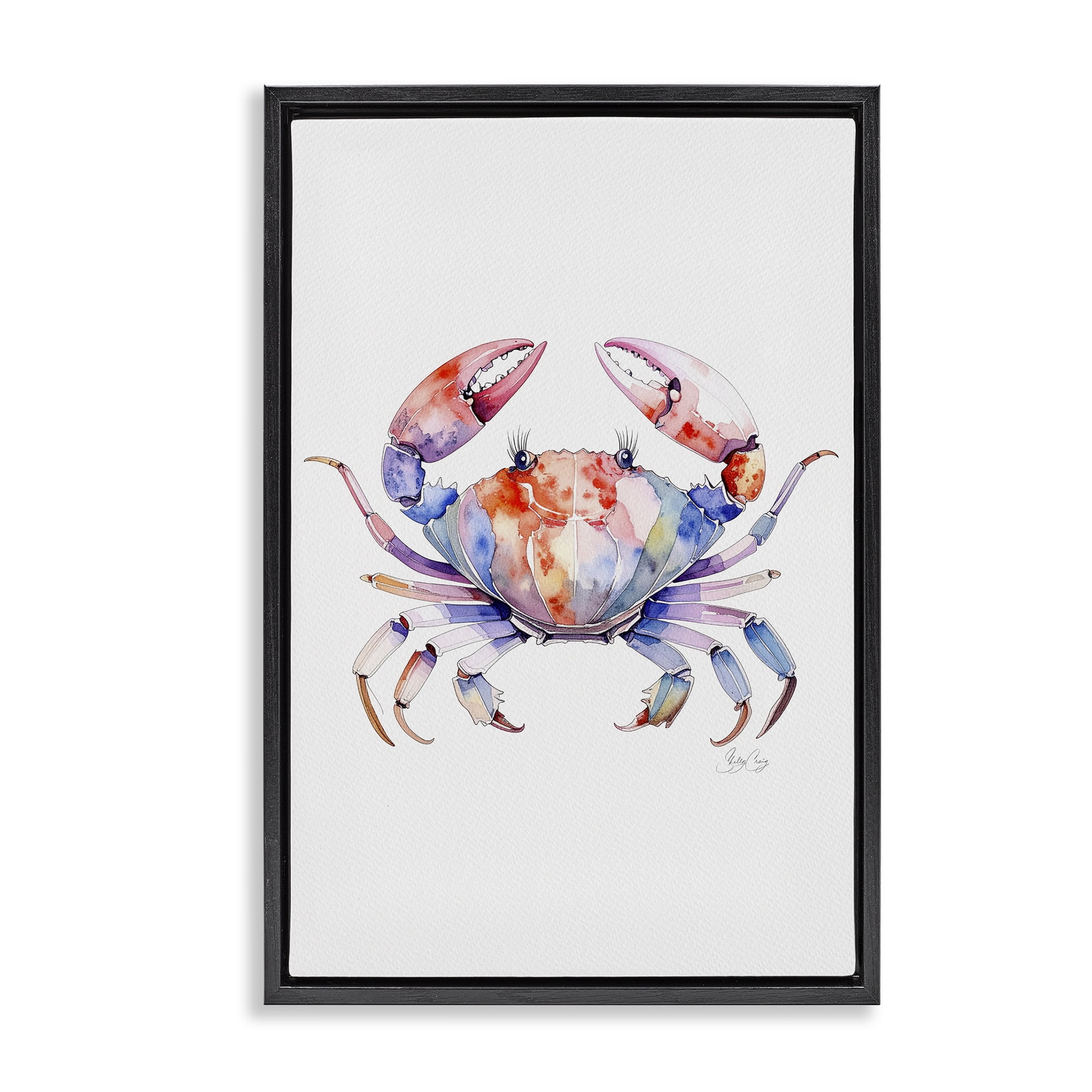 Stupell Industries Tide Dancer Crab Black Framed Floater Canvas Wall Art, design by Shelly Craig