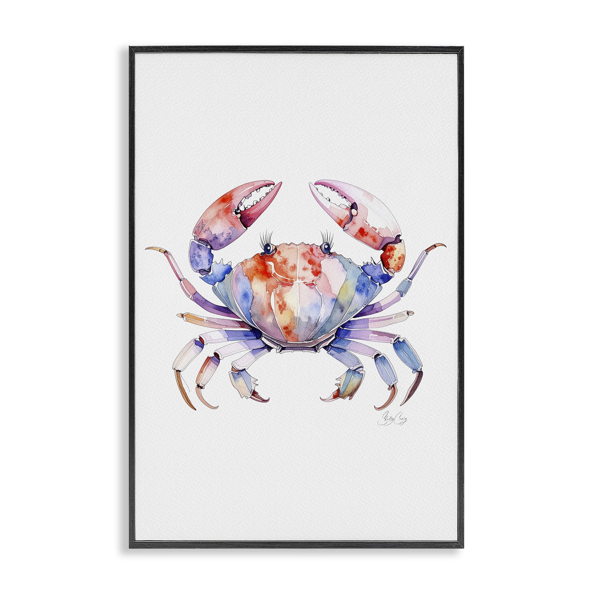 Stupell Industries Tide Dancer Crab Black Framed Giclee Art, design by Shelly Craig
