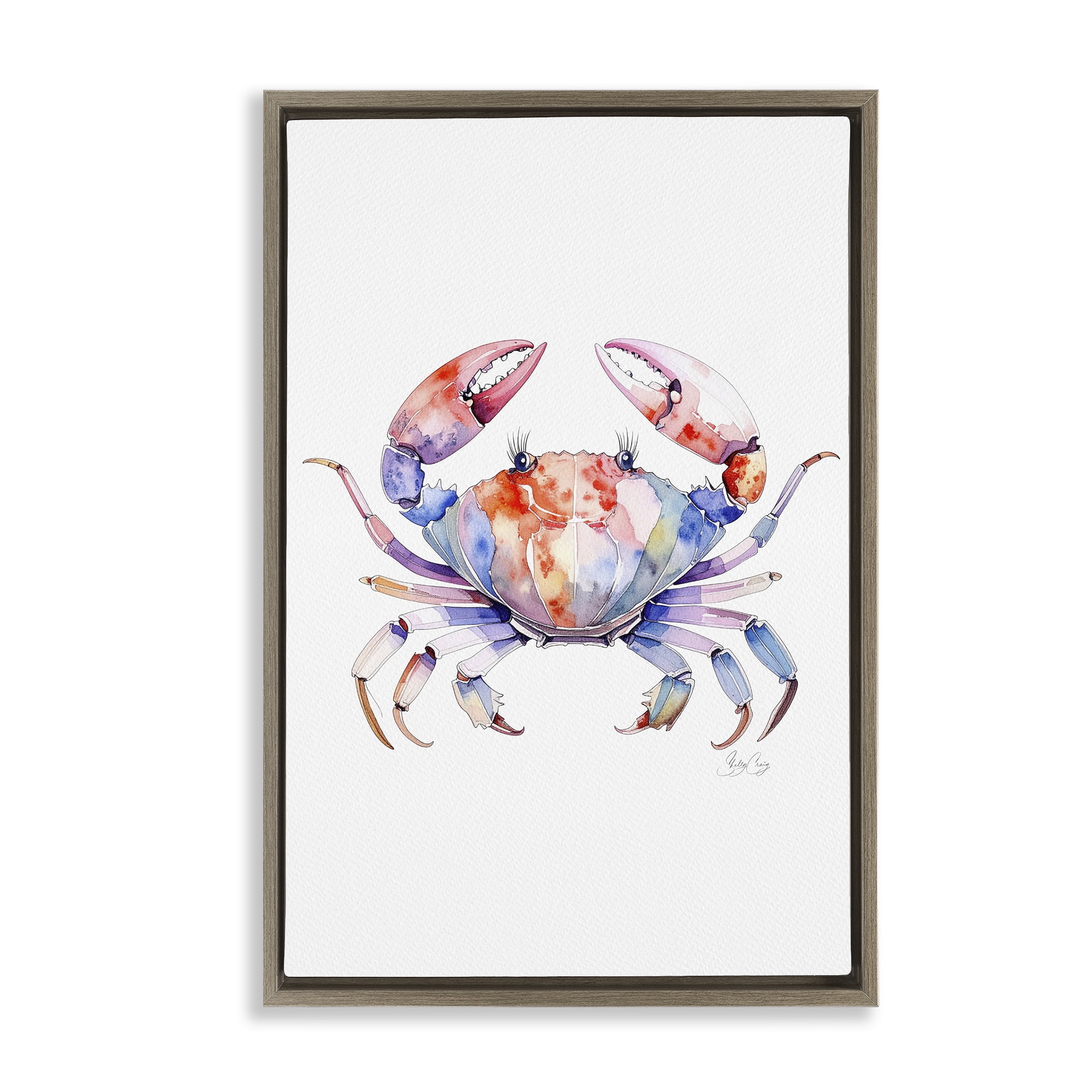 Stupell Industries Tide Dancer Crab Brown Framed Floater Canvas Wall Art, design by Shelly Craig