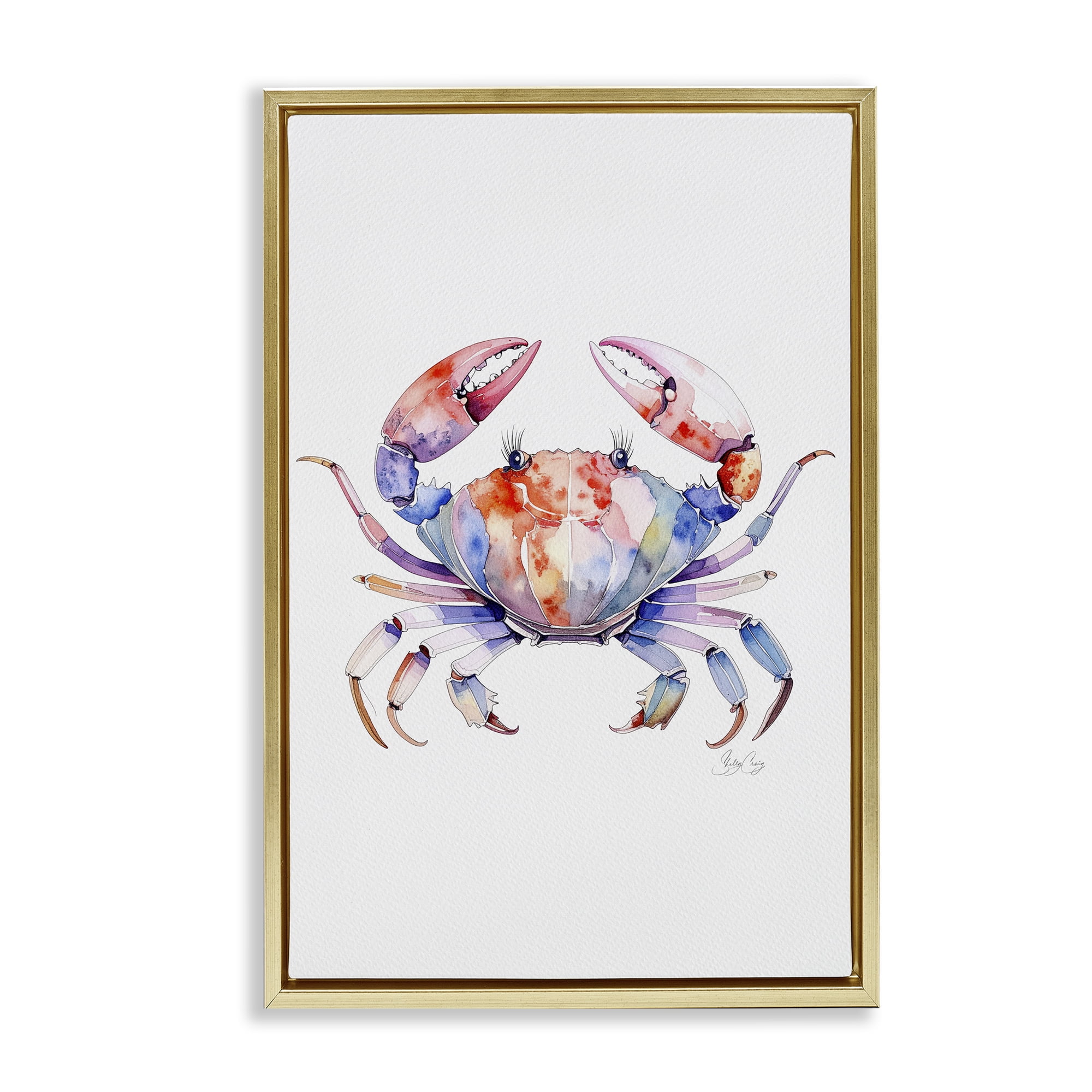 Stupell Industries Tide Dancer Crab Gold Framed Floater Canvas Wall Art, design by Shelly Craig