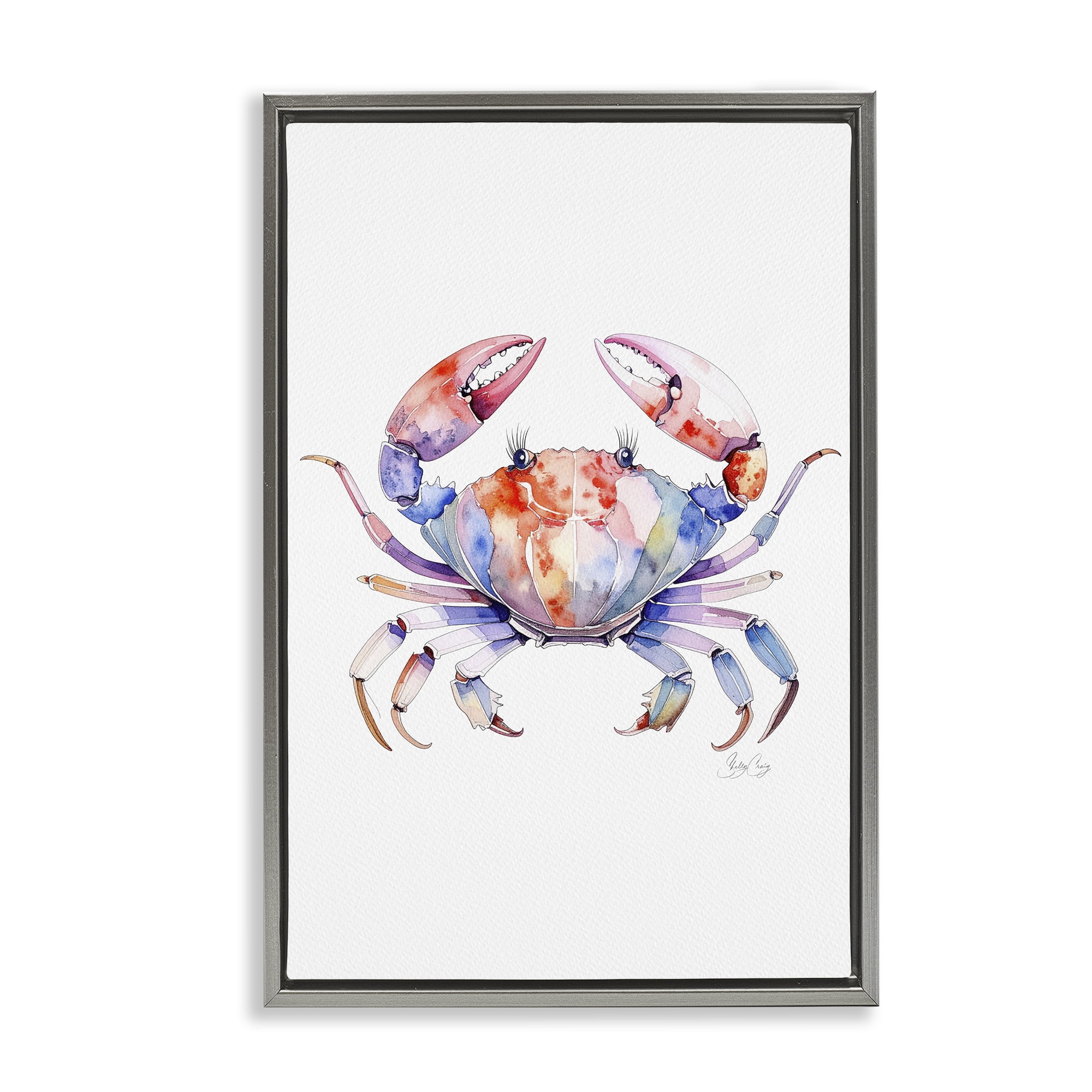 Stupell Industries Tide Dancer Crab Gray Framed Floater Canvas Wall Art, design by Shelly Craig