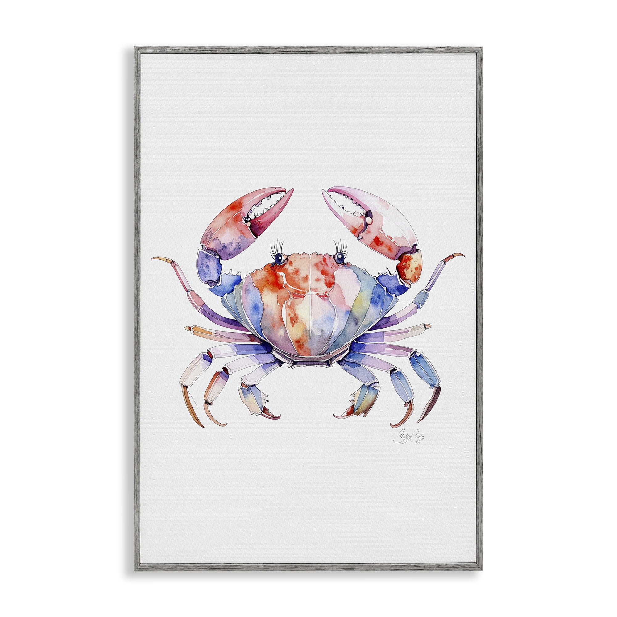 Stupell Industries Tide Dancer Crab Gray Framed Giclee Art, design by Shelly Craig