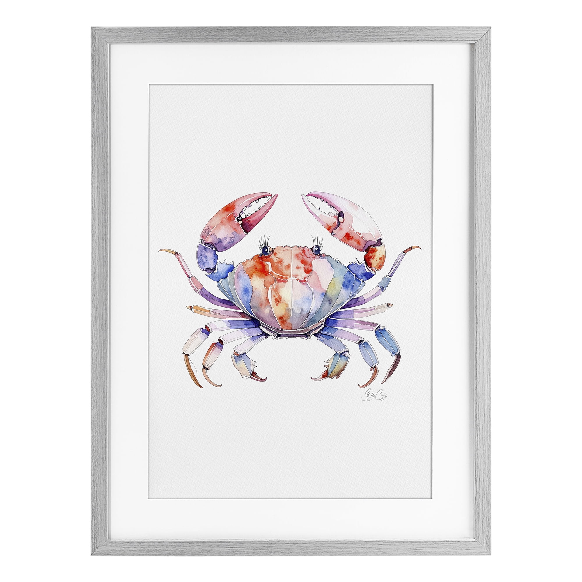 Stupell Industries Tide Dancer Crab Gray Framed Print Under Glass, design by Shelly Craig