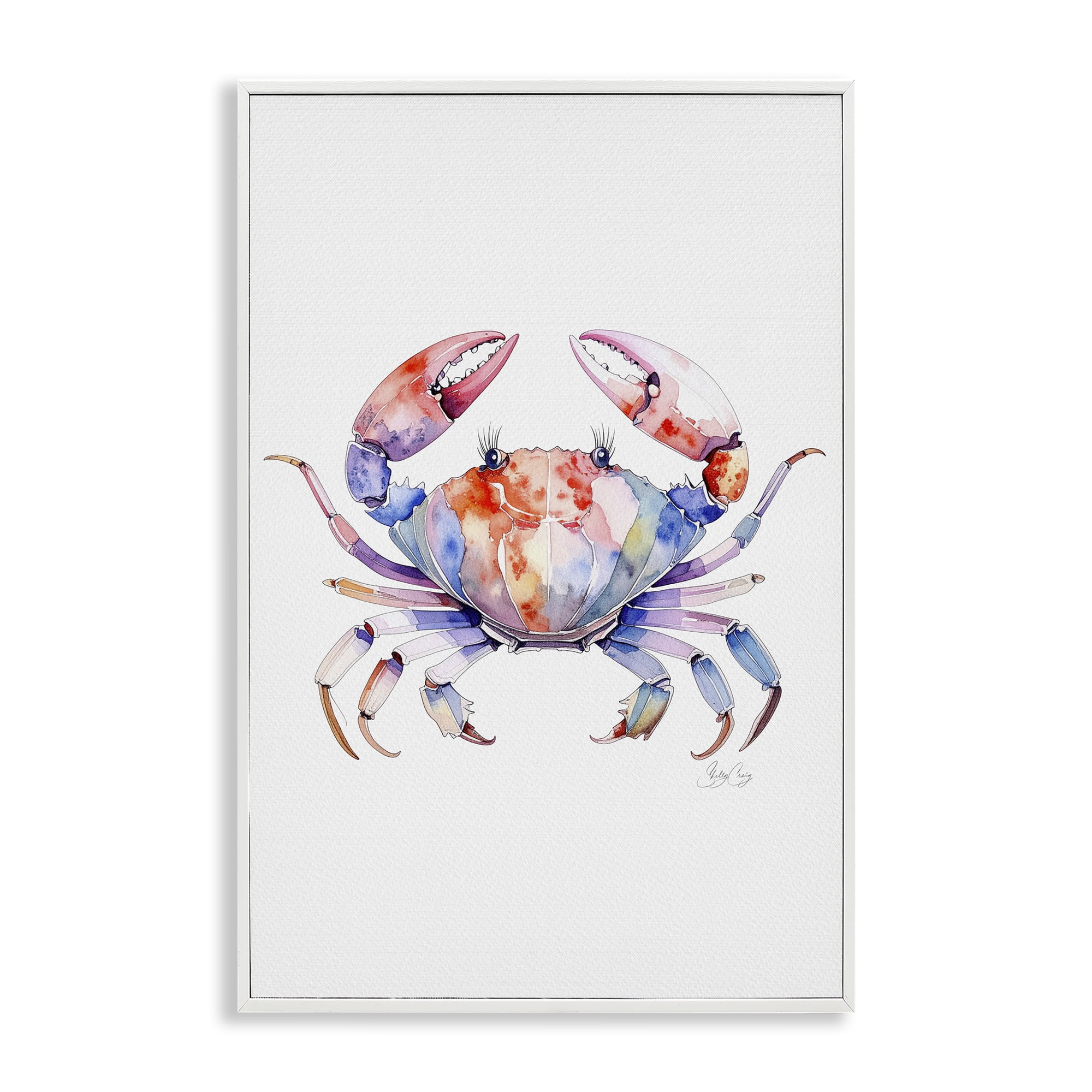 Stupell Industries Tide Dancer Crab White Framed Giclee Art, design by Shelly Craig
