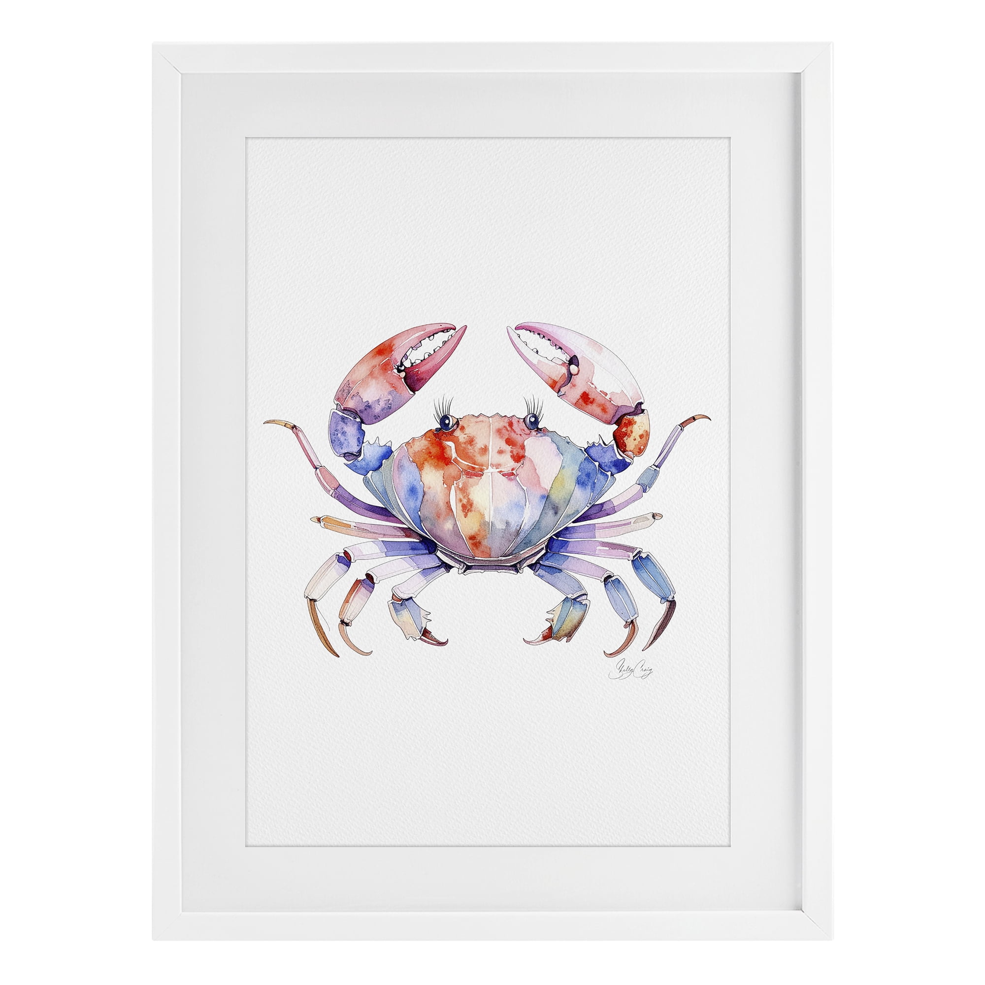 Stupell Industries Tide Dancer Crab White Framed Print Under Glass, design by Shelly Craig