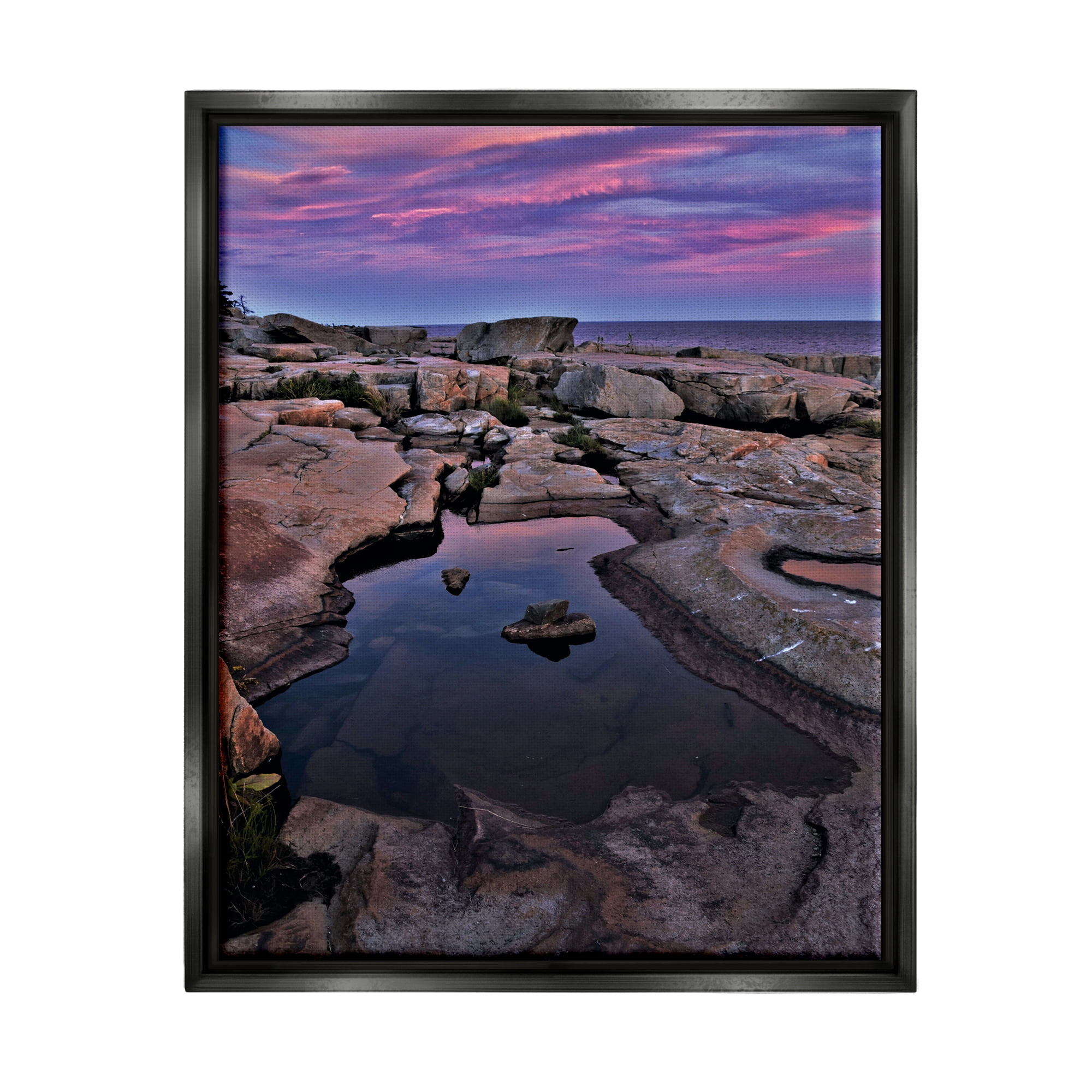 Stupell Industries Tide Pool Landscape Nature Photography Black Floater Framed Art Print Wall Art, 17 x 21