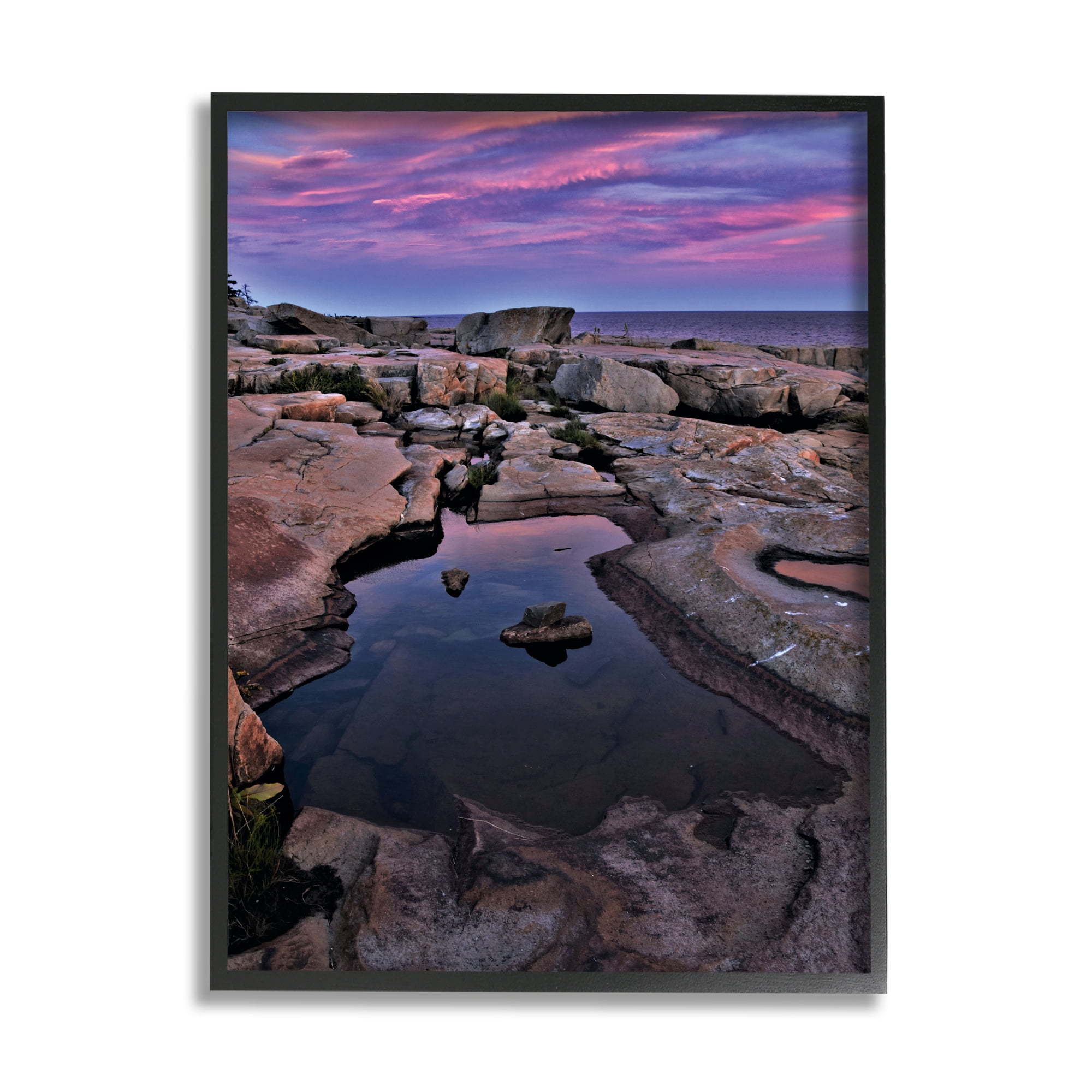 Stupell Industries Tide Pool Landscape Nature Photography Black Framed Art Print Wall Art, 24 x 30