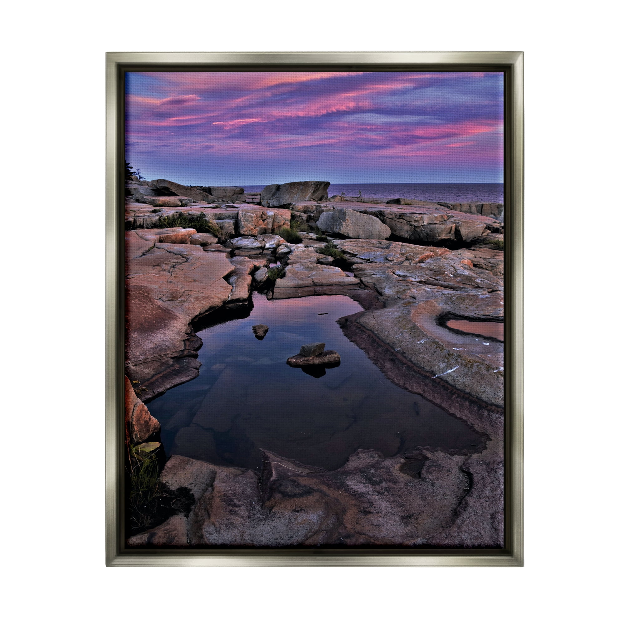 Stupell Industries Tide Pool Landscape Nature Photography Gray Floater Framed Art Print Wall Art, 25 x 31