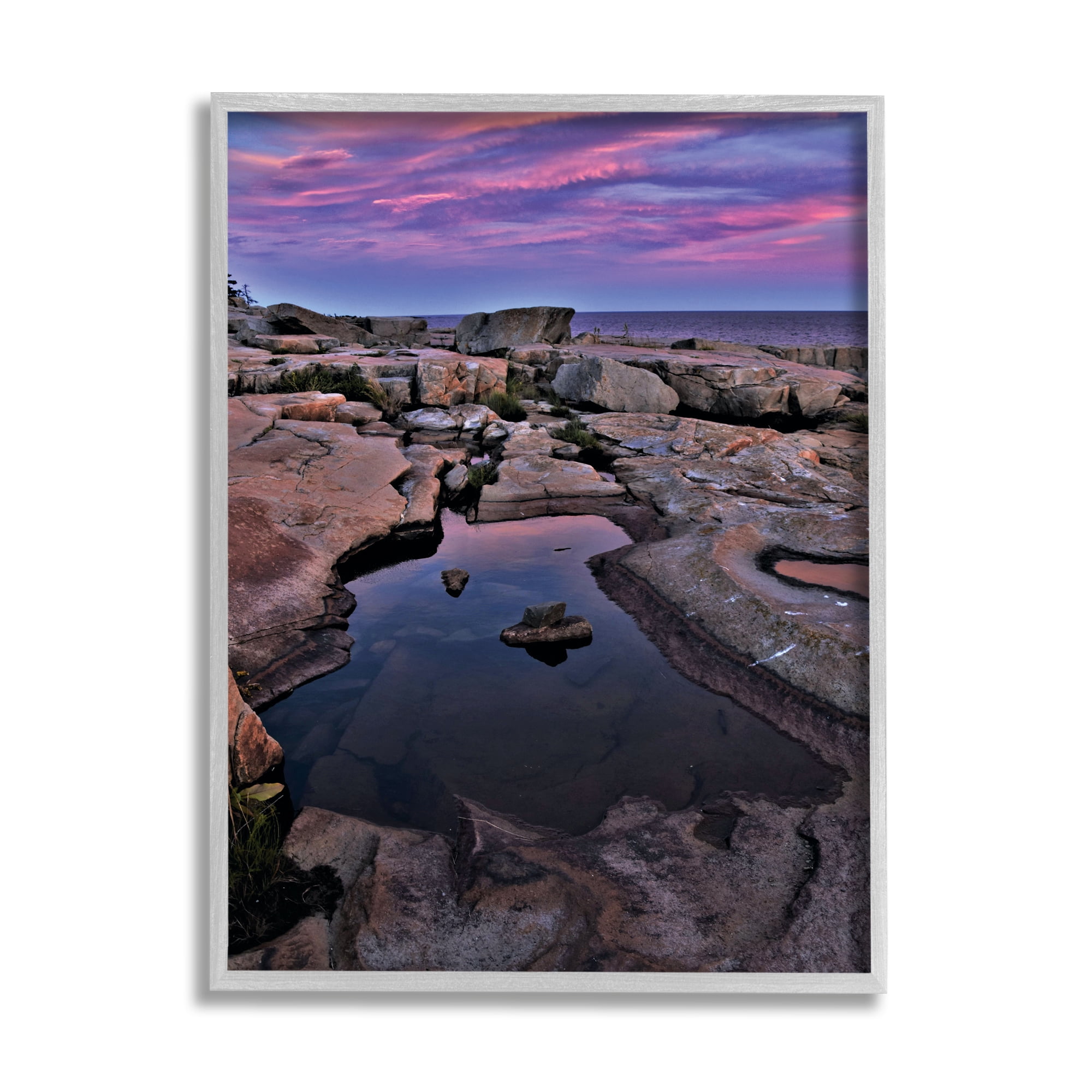 Stupell Industries Tide Pool Landscape Nature Photography Gray Framed Art Print Wall Art, 11 x 14