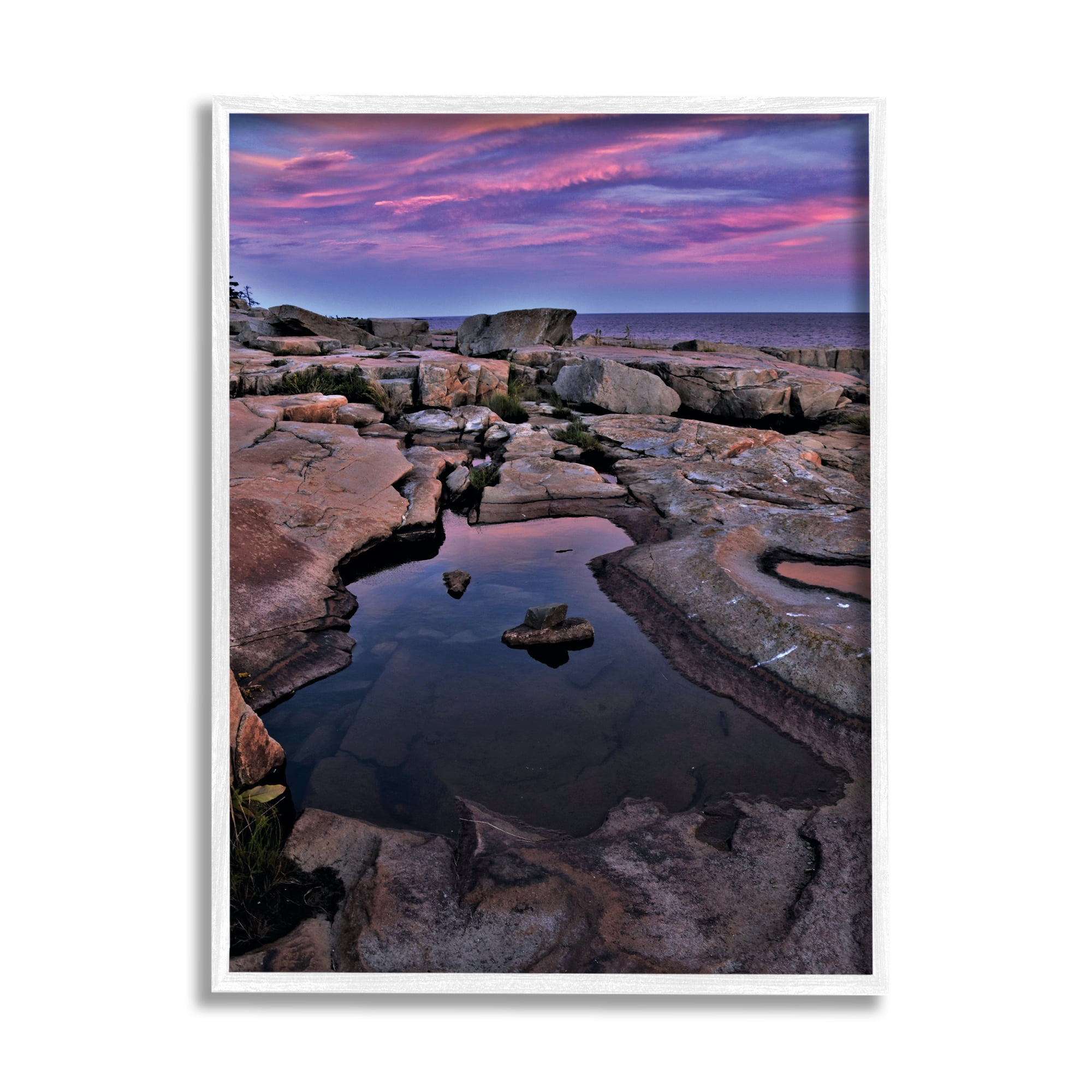 Stupell Industries Tide Pool Landscape Nature Photography White Framed Art Print Wall Art, 16 x 20