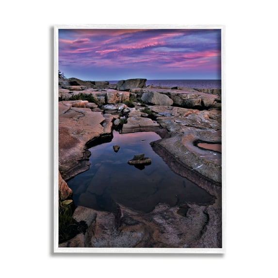 Stupell Industries Tide Pool Landscape Nature Photography White Framed Art Print Wall Art, 24 x 30