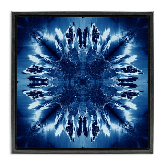 Stupell Industries Tie Dye Mirrored Shapes Abstract Painting Black Floater Framed Canvas Art Print Wall Art, 18 x 18
