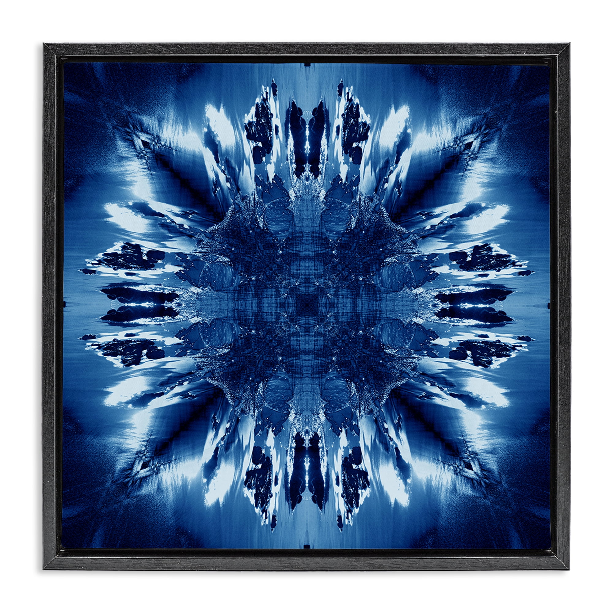Stupell Industries Tie Dye Mirrored Shapes Abstract Painting Black Floater Framed Canvas Art Print Wall Art, 25 x 25
