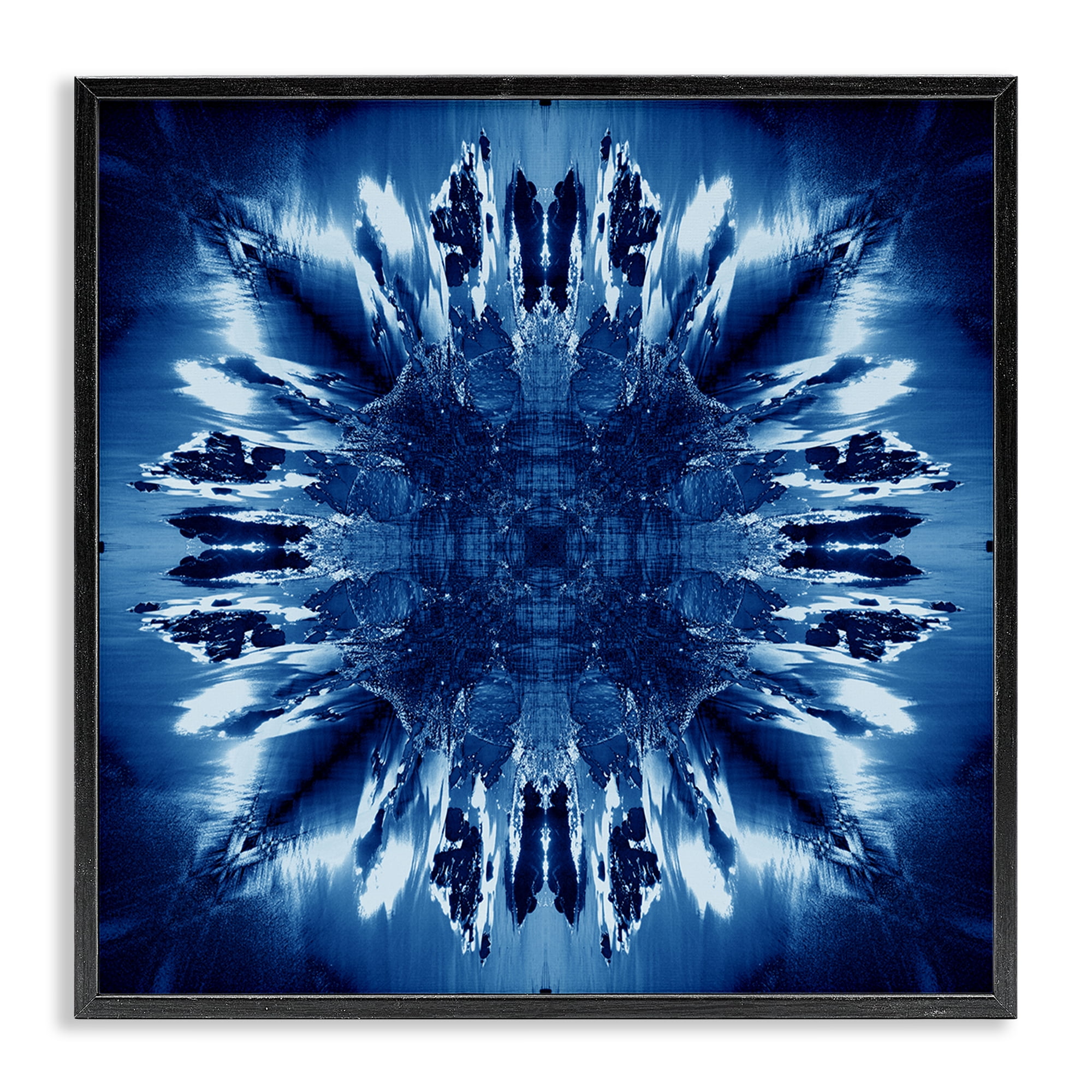 Stupell Industries Tie Dye Mirrored Shapes Abstract Painting Black Framed Art Print Wall Art, 24 x 24