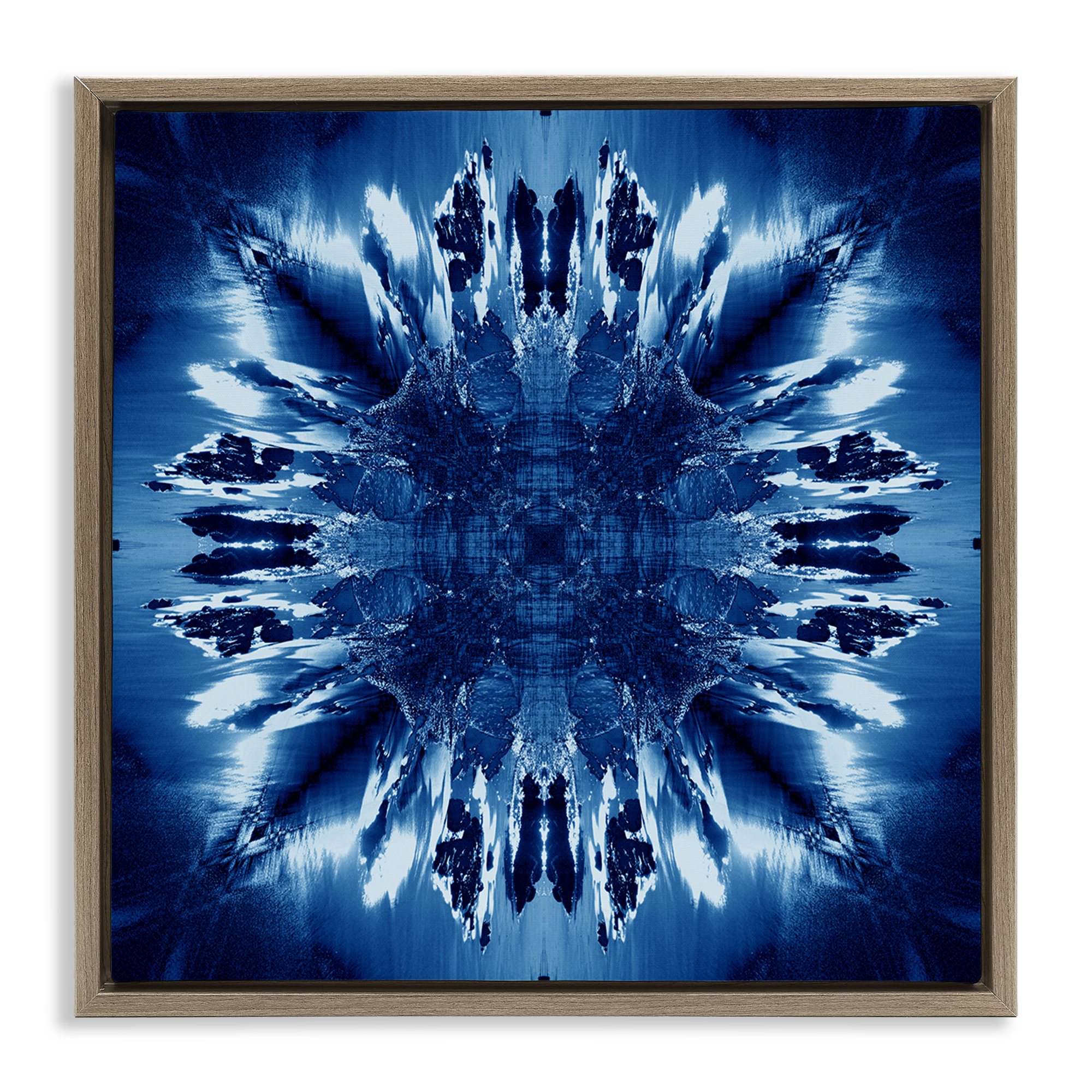 Stupell Industries Tie Dye Mirrored Shapes Abstract Painting Brown Floater Framed Canvas Art Print Wall Art, 18 x 18