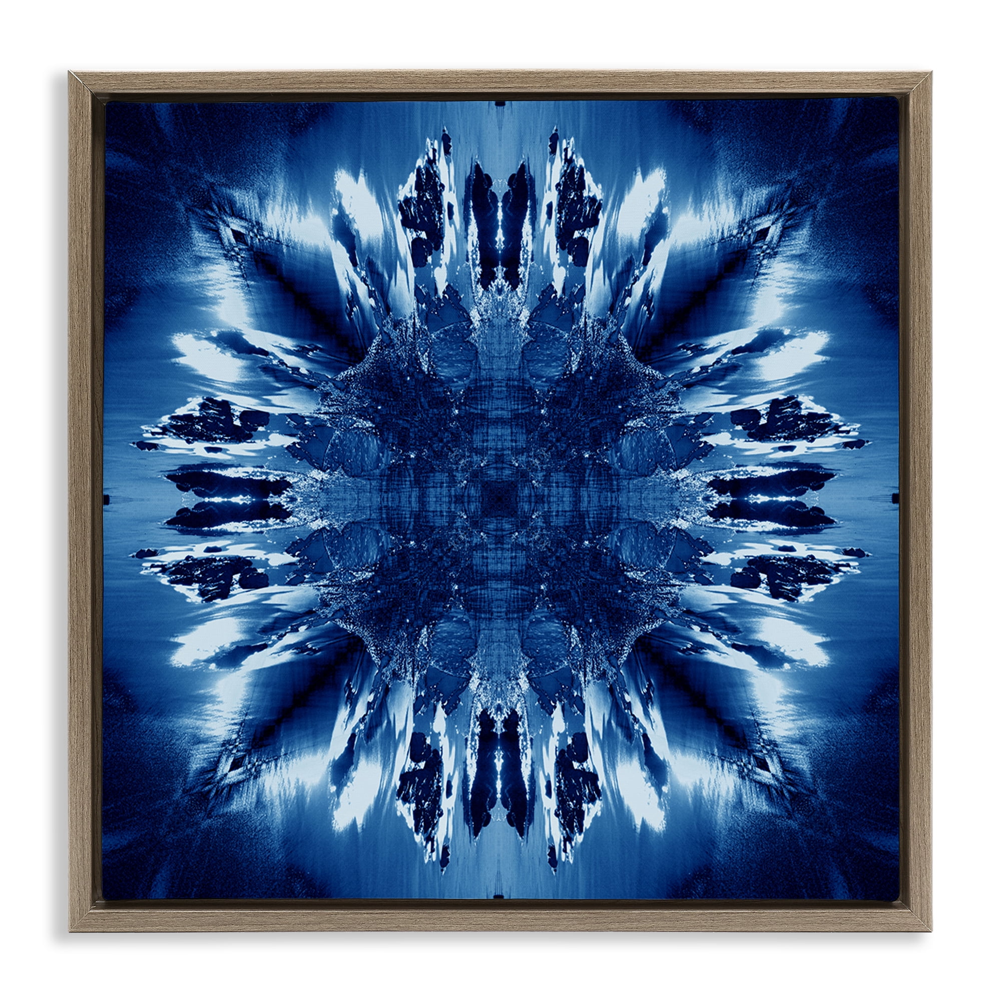 Stupell Industries Tie Dye Mirrored Shapes Abstract Painting Brown Floater Framed Canvas Art Print Wall Art, 25 x 25