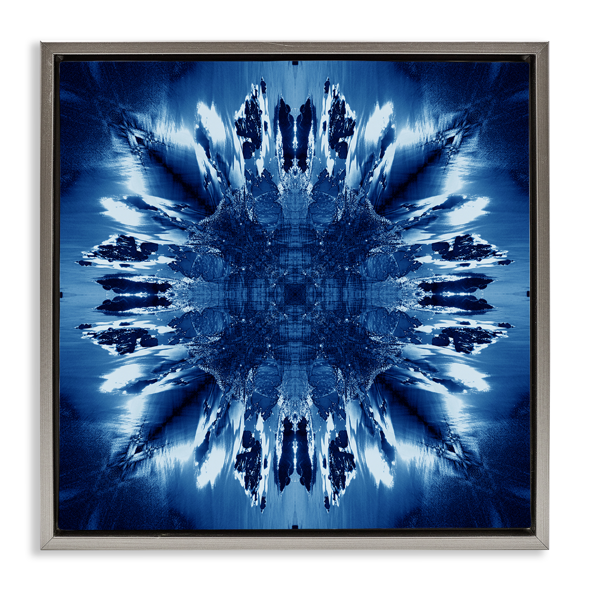 Stupell Industries Tie Dye Mirrored Shapes Abstract Painting Gray Floater Framed Canvas Art Print Wall Art, 25 x 25