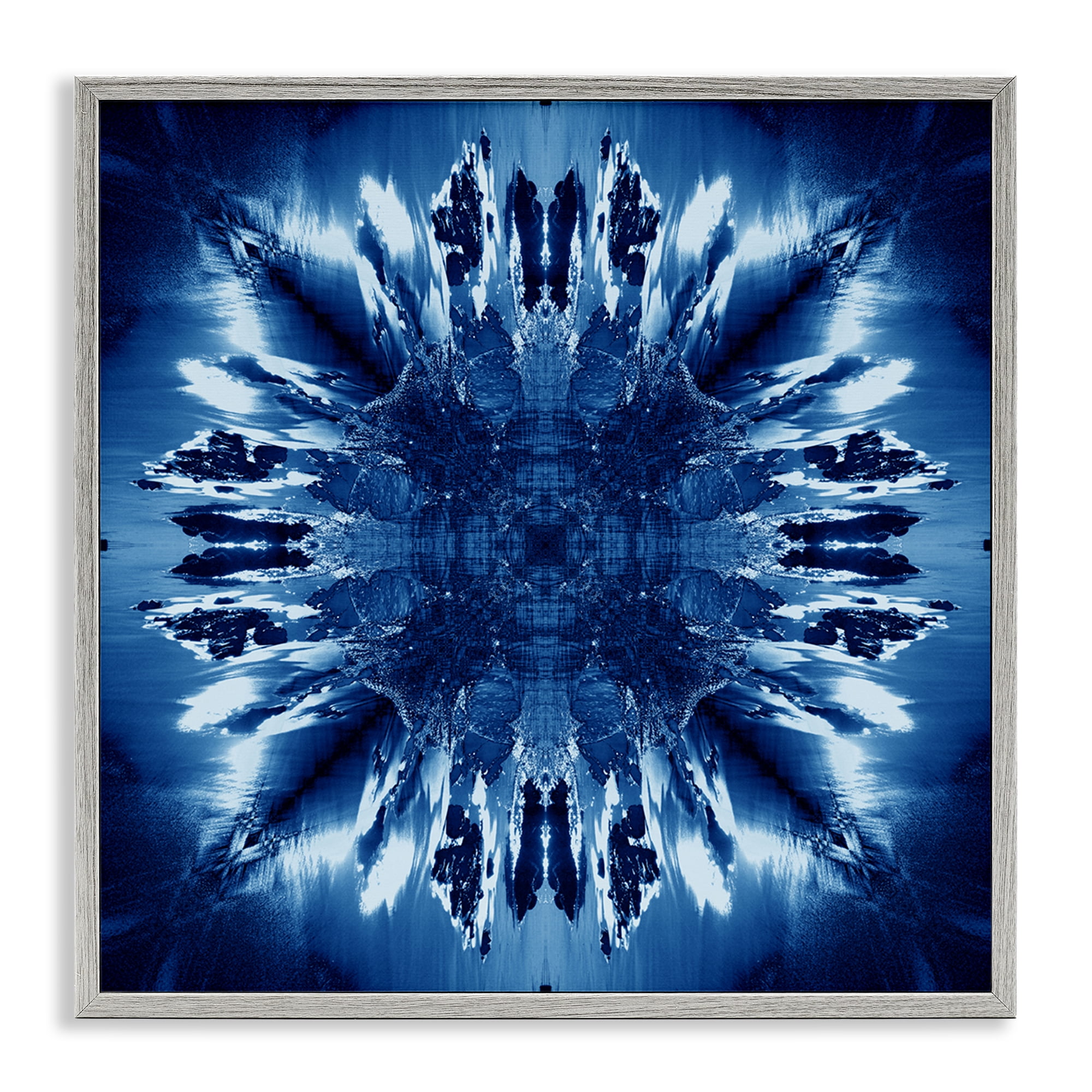 Stupell Industries Tie Dye Mirrored Shapes Abstract Painting Gray Framed Art Print Wall Art, 12 x 12