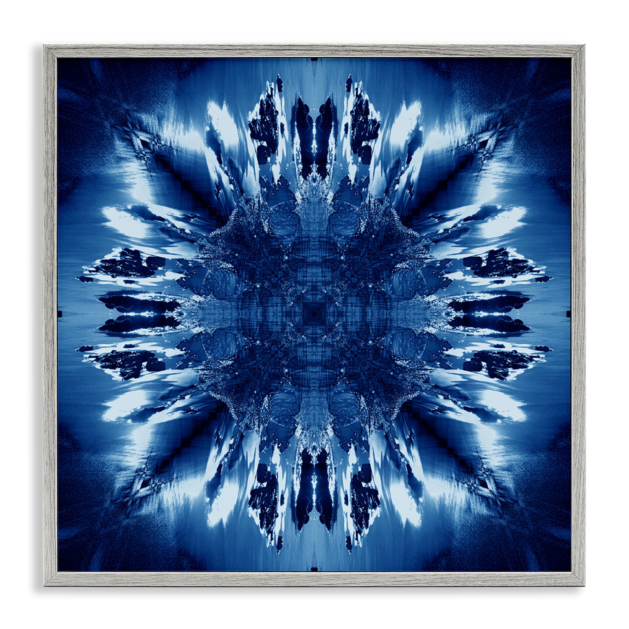 Stupell Industries Tie Dye Mirrored Shapes Abstract Painting Gray Framed Art Print Wall Art, 24 x 24