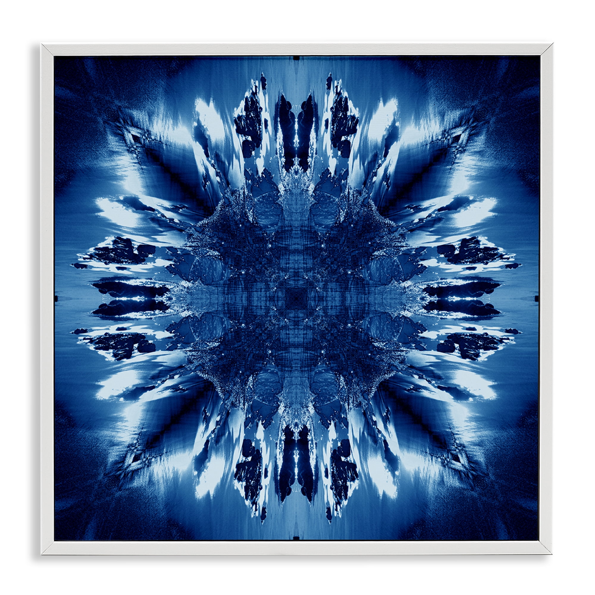 Stupell Industries Tie Dye Mirrored Shapes Abstract Painting White Framed Art Print Wall Art, 12 x 12