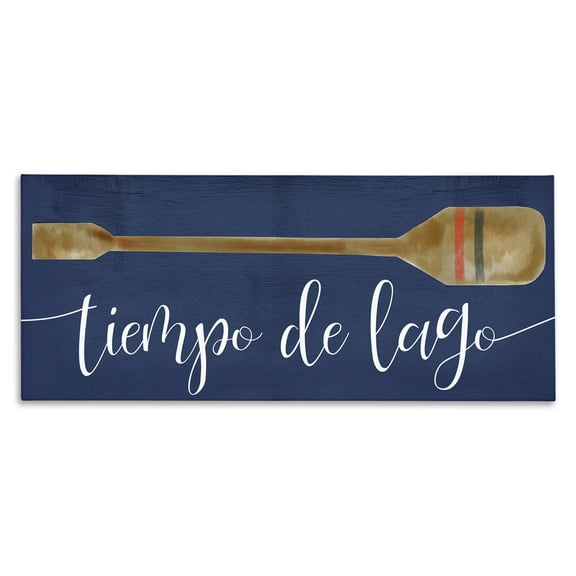 Stupell Industries Tiempo De Lago Náutica Inspirational Quotes & Sayings Painting Wrapped Canvas Art Print Wall Art, 24 x 10