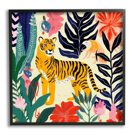Stupell Industries Tiger & Abstract Creatures Animals & Insects Painting Black Framed Art Print Wall Art, 12 x 12