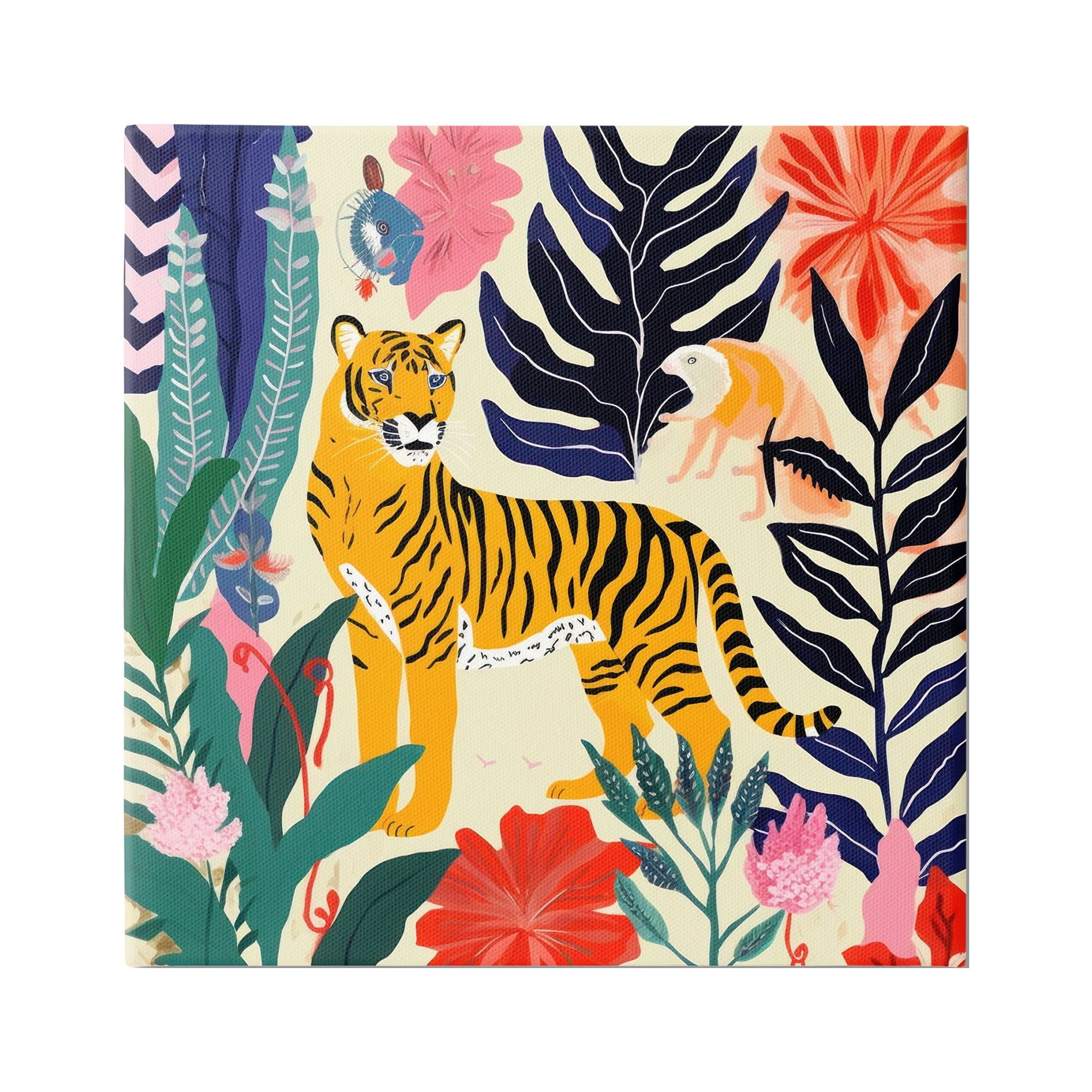 Stupell Industries Tiger & Abstract Creatures Animals & Insects Painting Gallery Wrapped Canvas Art Print Wall Art, 30 x 30