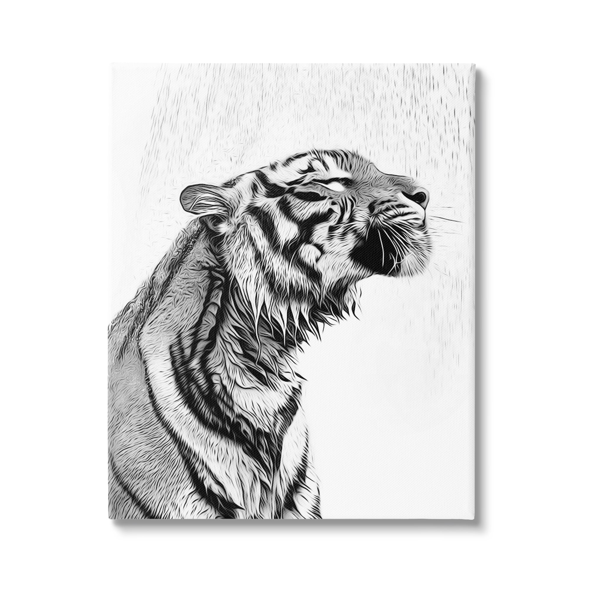 Stupell Industries Tiger Bathroom Splash Animals & Insects Painting Gallery Wrapped Canvas Art Print Wall Art, 16 x 20