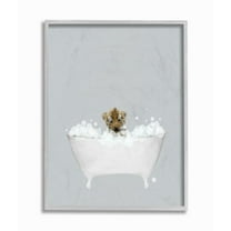 Stupell Industries Tiger Blue Bath Cute Animal Design Graphic Art Gray Framed Art Print Wall Art, 11x14, by Leah Straatsma