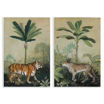 Stupell Industries Tiger Cheetah Jungle Forest Animals Painting Unframed Art Print Wall Art, 10 x 15, Set of 2