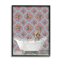 Stupell Industries Tiger Cub in Bath Animals & Insects Painting Black Framed Art Print Wall Art, 11 x 14