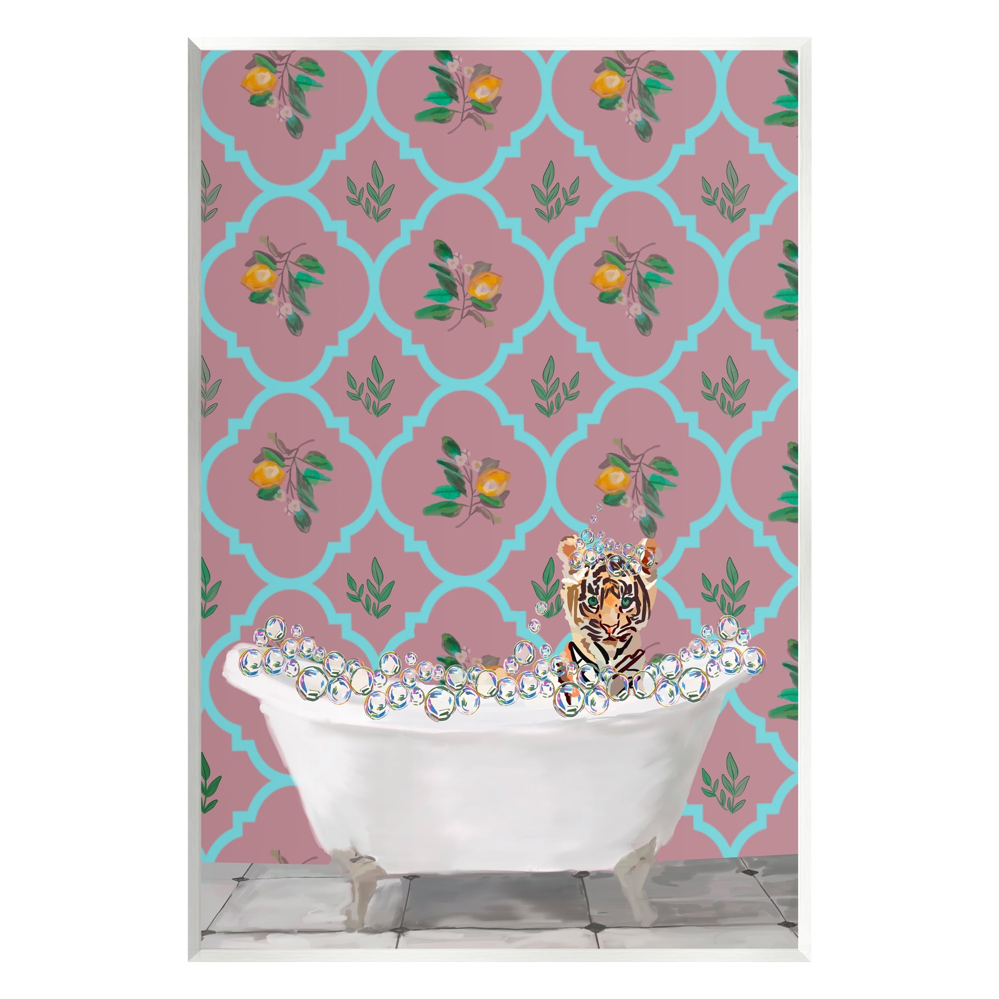 Stupell Industries Tiger Cub in Bath Animals & Insects Painting Unframed Art Print Wall Art, 10 x 15