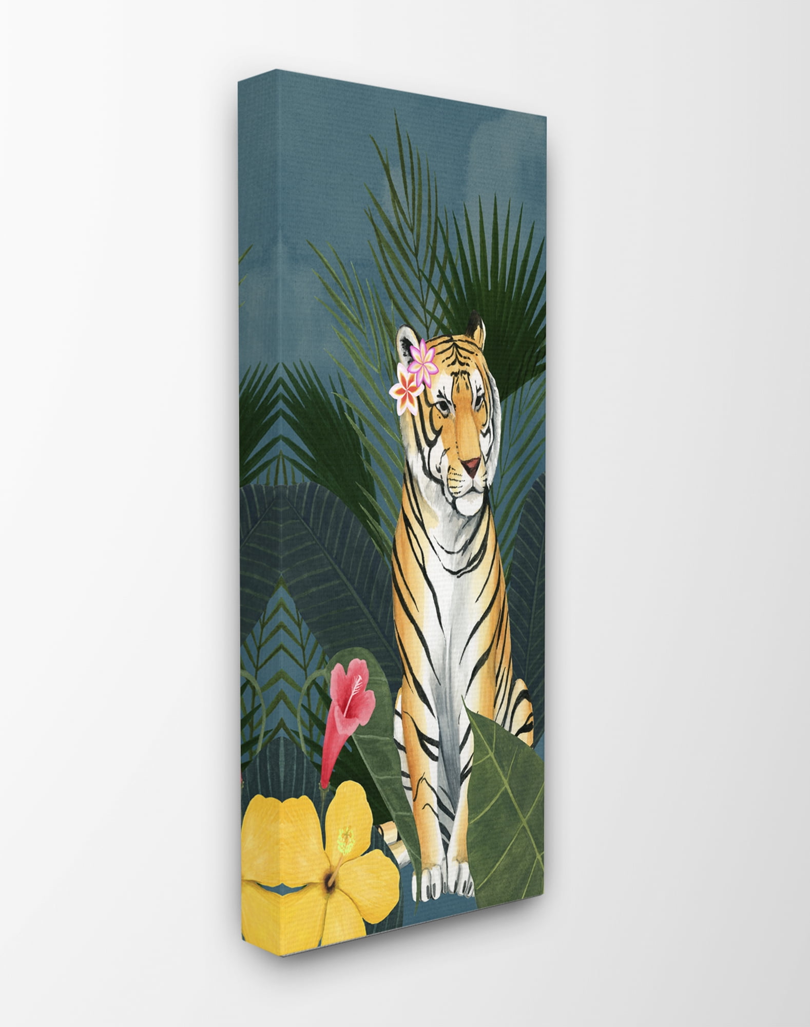 Stupell Industries Tiger Flowers Orange Pink Animal Painting Canvas Wall Art by Grace Popp